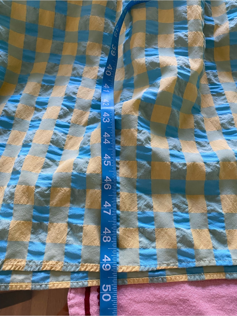 Zara Blue Yellow Gingham Plaid Seersucker Midi Maxi Dress XS - Picture 15 of 16